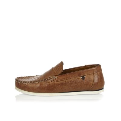 Boys light brown leather loafers